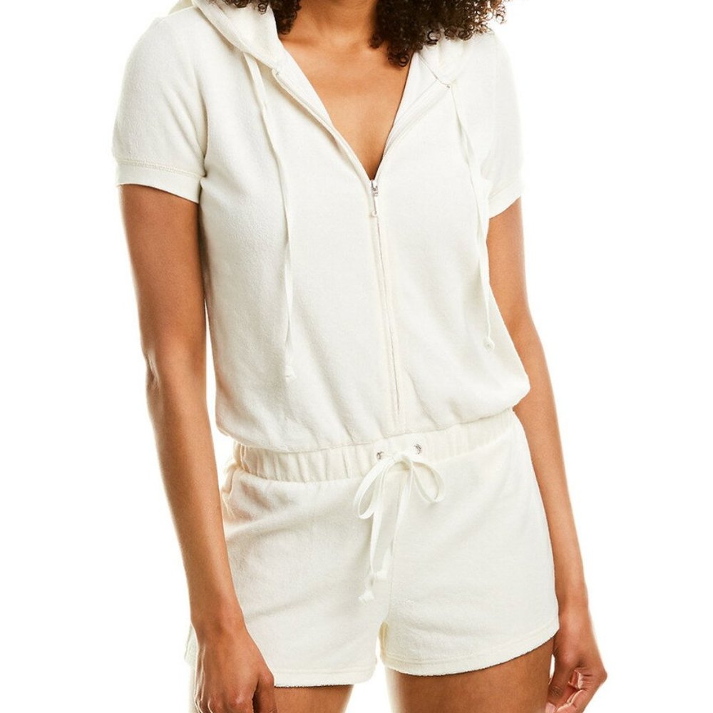 JUICY COUTURE MICRO-TERRY HOODED ROMPER